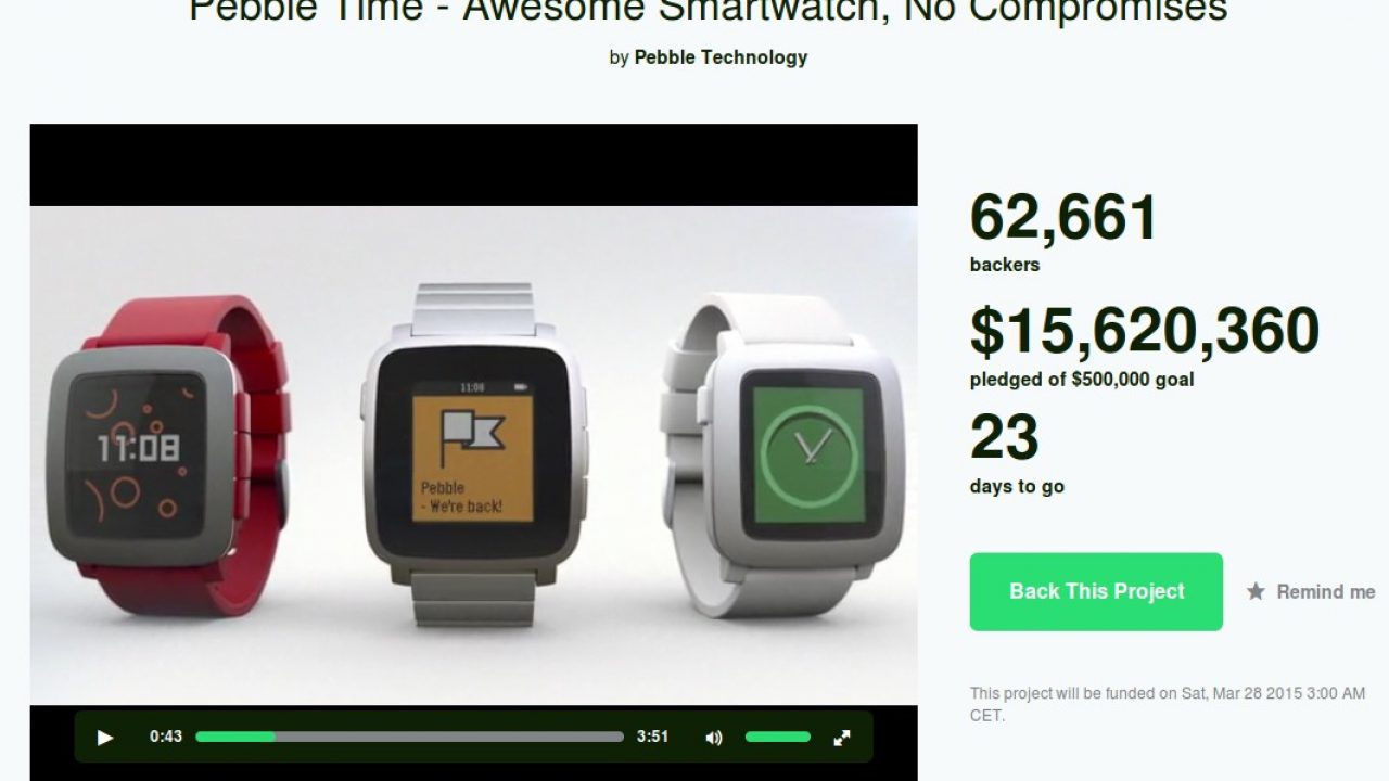 Pebble Time stellt Rekord bei Kickstarter auf