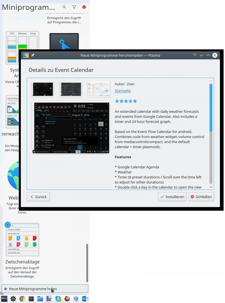 Event Calendar Plasma Google Kalender auf dem KDEDesktop anzeigen